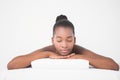 Peaceful pretty woman lying on massage table Royalty Free Stock Photo