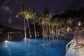 Peaceful and quiet night view of the by the swimming pool looking towards the Straits of Malacca Royalty Free Stock Photo
