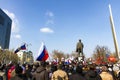 Peaceful rally against the Nazis, benders, fascists, nationalists. March 1, 2014 in Donetsk, Ukraine. The Lenin Square Royalty Free Stock Photo