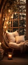 Peaceful Reading Nook with Cozy Lighting - AI Generated
