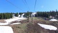 Peaceful ride up ski lift in summer