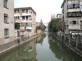 A peaceful river crossing street block