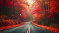 Peaceful Road Through Fiery Autumn Forest Scene Royalty Free Stock Photo