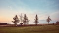 Peaceful rural landscape at sunset