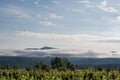 Foggy Mountain Landscape with Vineyards and Wide Sky, Imotski, Croatia Royalty Free Stock Photo
