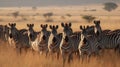 A group of zebras grazing in the grassland created with Generative AI