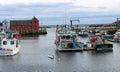 Peaceful scene of Motif #1 and several boats moored for the evening, Rockport, Massachusetts, 2018