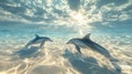 Majestic Dolphins at Sunset: A Breathtaking Ocean Encounter Royalty Free Stock Photo