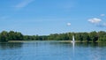 Peaceful scenery on Lake Galve in Trakai, Lithuania