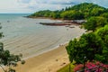 Peaceful seascape view with fisherman village on the beach in th