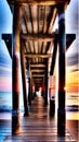 Peaceful Seaside Pier at Sunset illustration Artificial Intelligence artwork generated