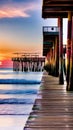 Peaceful Seaside Pier at Sunset illustration Artificial Intelligence artwork generated