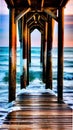 Peaceful Seaside Pier at Sunset illustration Artificial Intelligence artwork generated