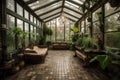 peaceful and serene conservatory, with trickling fountain and relaxing music