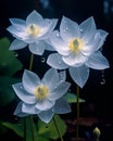 Peaceful and serene image of three semitransparent flowers in full bloom - AI Generated
