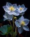 Peaceful and serene image of three semitransparent flowers in full bloom - AI Generated