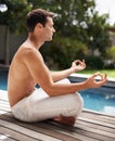 Peaceful serenity. a man doing a meditation exercise.