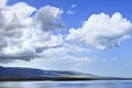 Peaceful shore with dramatic clouds, Qinghai Lake, China