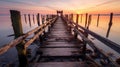 Serene Sunrise on Abandoned Pier