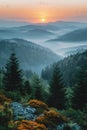 A peaceful sunrise over a mountain range Royalty Free Stock Photo