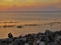 Lake Okeechobee Sunset and Rock Cairn