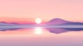 Peaceful Sunset over Calm Lake with Mountain Reflections Royalty Free Stock Photo