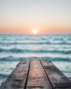 Peaceful Sunset over the Ocean from a Wooden Pier. Royalty Free Stock Photo