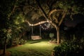 Peaceful Swing among tree night. Generate Ai Royalty Free Stock Photo