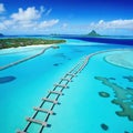 peaceful and tranquil lagoon in BorFrench with waters and overwater bungalows
