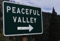 Peaceful Valley directional road sign Royalty Free Stock Photo