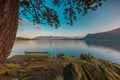 A peaceful view across Derwentwater situated in The Lake District, Cumbria, England Royalty Free Stock Photo