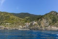 A peaceful view of Manarola in the Cinque Terre in Italy from the sea Royalty Free Stock Photo