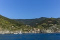 A peaceful view of Manarola in the Cinque Terre in Italy from the sea Royalty Free Stock Photo
