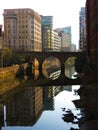 The peaceful view of the River Irwell canal under the sunlight