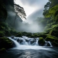 peaceful waterfall in the rain forest Royalty Free Stock Photo