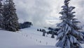 Peaceful winter landscape deeply covered in snow. Vorarlberg, Austria. Royalty Free Stock Photo