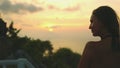 Peaceful woman at ang thong national marine park Royalty Free Stock Photo