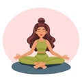 Peaceful young woman in zen yoga position, meditating. Enlightenment, awareness and harmony concept Royalty Free Stock Photo