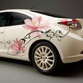 Peaceful Zen: Bamboo, Lotus Flowers, and Zen Symbols on a Tranquil Wedding Car
