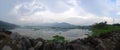 Peacefully water mountain green place wetland lake reflection cloud sky blue