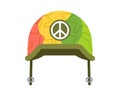 peacekeeper helmet with peace sign. rainbow military helmet. Royalty Free Stock Photo