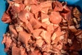 Peaces parts of chopped pork meat for homemade sausages Royalty Free Stock Photo