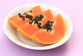 Peaces of papaya on plate