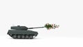 peacetime tank with flowers in the gun barrel 3d rendering Royalty Free Stock Photo