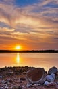Peacful sunset on the lake Royalty Free Stock Photo
