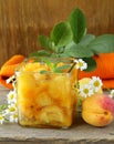 Peach (apricot) jam in a jar