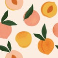 Peach or apricot seamless pattern