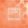 Peach background with spots and label. Fashion color of 2024 year. Banner for article and design