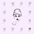 Peach basket hat, girl icon. Hat, girl icons universal set for web and mobile