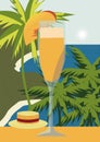 Peach bellini cocktail illustration